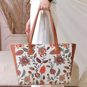 SIDE REXINE CANVAS TOTE 14