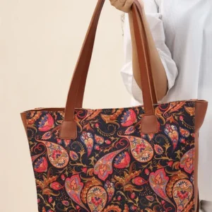 SIDE REXINE CANVAS TOTE 16